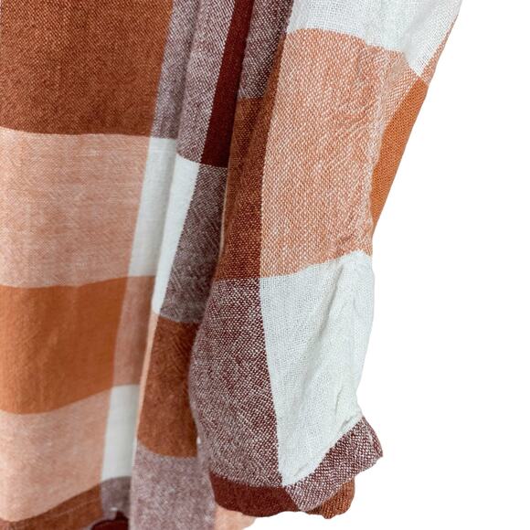 Soft Surroundings Carreaux Shirt Button Front Plaid Linen Blend Zipper Women’s M - Picture 4 of 9